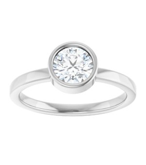71806 Ring Set 14K White Natural White Sapphire Round 6 Mm Polished Natural White Sapphire Ring