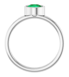 71806 Ring Set 14K White Lab-Grown Emerald Round 6 Mm Polished Lab-Grown Emerald Ring
