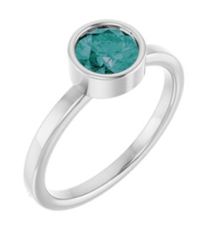 71806 Ring Set 14K White Lab-Grown Alexandrite Round 6 Mm Polished Lab-Grown Alexandrite Ring