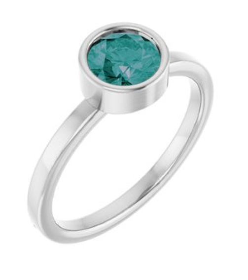 71806 Ring Set 14K White Lab-Grown Alexandrite Round 6 Mm Polished Lab-Grown Alexandrite Ring