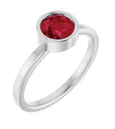 71806 Ring Set 14K White Lab-Grown Ruby Round 6 Mm Polished Lab-Grown Ruby Ring