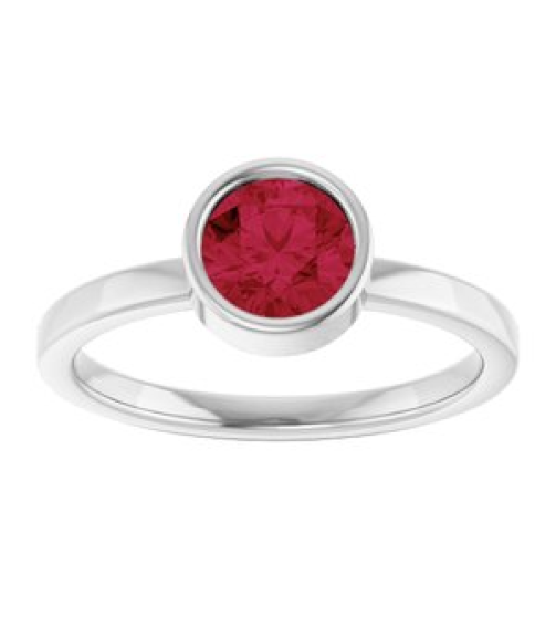 71806 Ring Set 14K White Lab-Grown Ruby Round 6 Mm Polished Lab-Grown Ruby Ring