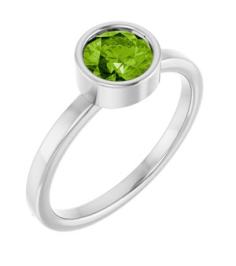 71806 Ring Set 14K White Natural Peridot Round 6 Mm Polished Natural Peridot Ring