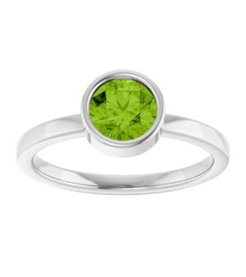 71806 Ring Set 14K White Natural Peridot Round 6 Mm Polished Natural Peridot Ring
