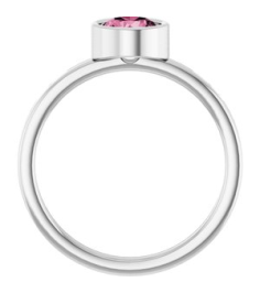 71806 Ring Set 14K White Natural Pink Tourmaline Round 6 Mm Polished Natural Pink Tourmaline Ring