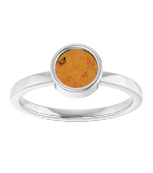 71806 Ring Set 14K White Natural Citrine Round 6 Mm Polished Natural Citrine Ring
