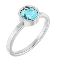 71806 Ring Set 14K White Natural Blue Zircon Round 6 Mm Polished Natural Blue Zircon Ring