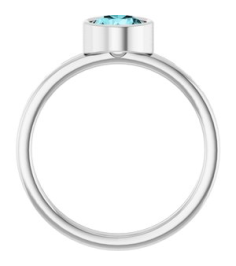 71806 Ring Set 14K White Natural Blue Zircon Round 6 Mm Polished Natural Blue Zircon Ring
