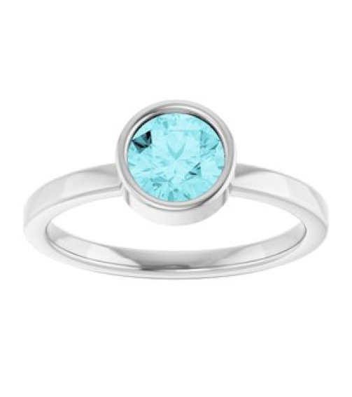 71806 Ring Set 14K White Natural Blue Zircon Round 6 Mm Polished Natural Blue Zircon Ring