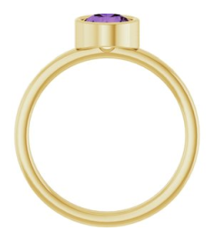 71806 Ring Set 14K Yellow Natural Amethyst Round 6 Mm Polished Natural Amethyst Ring
