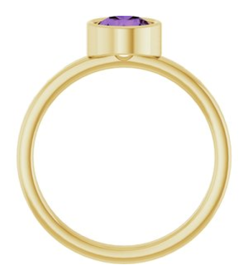 71806 Ring Set 14K Yellow Natural Amethyst Round 6 Mm Polished Natural Amethyst Ring