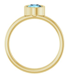 71806 Ring Set 14K Yellow Natural Aquamarine Round 6 Mm Polished Natural Aquamarine Ring