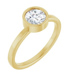 71806 Ring Set 14K Yellow Natural White Sapphire Round 6 Mm Polished Natural White Sapphire Ring