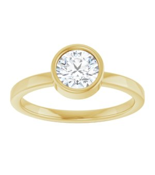 71806 Ring Set 14K Yellow Natural White Sapphire Round 6 Mm Polished Natural White Sapphire Ring