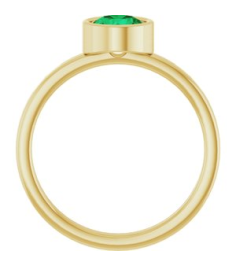 71806 Ring Set 14K Yellow Lab-Grown Emerald Round 6 Mm Polished Lab-Grown Emerald Ring