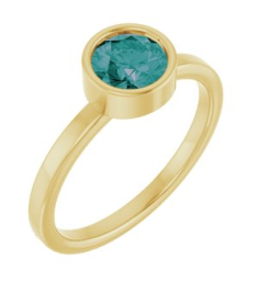 71806 Ring Set 14K Yellow Lab-Grown Alexandrite Round 6 Mm Polished Lab-Grown Alexandrite Ring