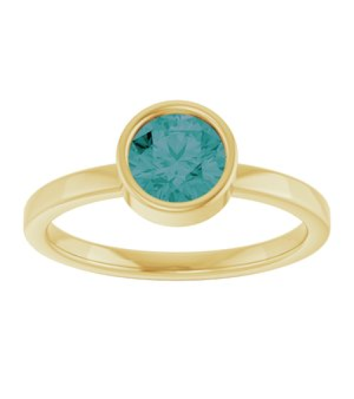 71806 Ring Set 14K Yellow Lab-Grown Alexandrite Round 6 Mm Polished Lab-Grown Alexandrite Ring