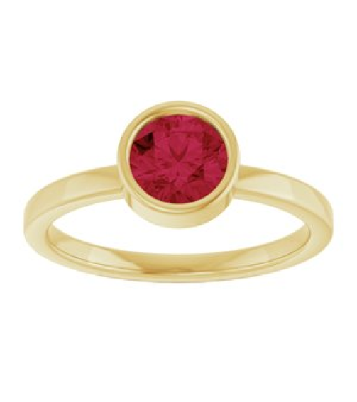 71806 Ring Set 14K Yellow Lab-Grown Ruby Round 6 Mm Polished Lab-Grown Ruby Ring