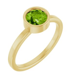 71806 Ring Set 14K Yellow Natural Peridot Round 6 Mm Polished Natural Peridot Ring
