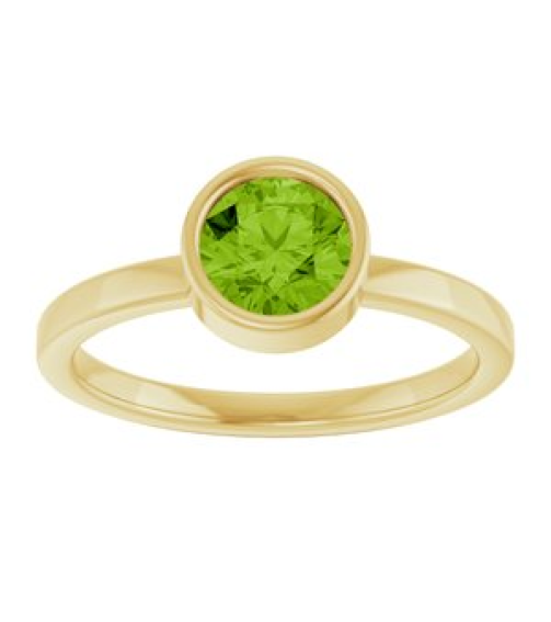 71806 Ring Set 14K Yellow Natural Peridot Round 6 Mm Polished Natural Peridot Ring