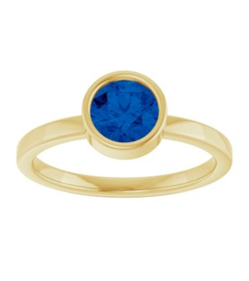 71806 Ring Set 14K Yellow Natural Blue Sapphire Round 6 Mm Polished Natural Blue Sapphire Ring