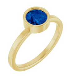 71806 Ring Set 14K Yellow Lab-Grown Blue Sapphire Round 6 Mm Polished Lab-Grown Blue Sapphire Ring