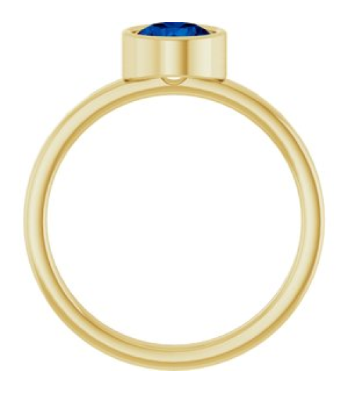 71806 Ring Set 14K Yellow Lab-Grown Blue Sapphire Round 6 Mm Polished Lab-Grown Blue Sapphire Ring