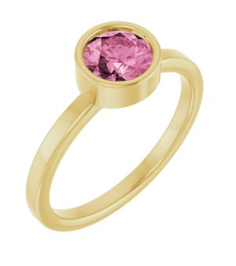 71806 Ring Set 14K Yellow Natural Pink Tourmaline Round 6 Mm Polished Natural Pink Tourmaline Ring