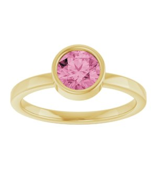 71806 Ring Set 14K Yellow Natural Pink Tourmaline Round 6 Mm Polished Natural Pink Tourmaline Ring
