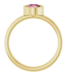 71806 Ring Set 14K Yellow Natural Pink Tourmaline Round 6 Mm Polished Natural Pink Tourmaline Ring