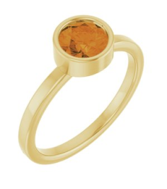 71806 Ring Set 14K Yellow Natural Citrine Round 6 Mm Polished Natural Citrine Ring
