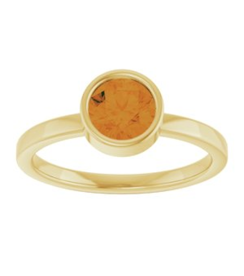 71806 Ring Set 14K Yellow Natural Citrine Round 6 Mm Polished Natural Citrine Ring