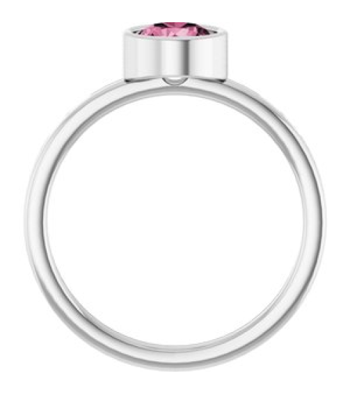 71806 Ring Set Rhodium-Plated Sterling Silver Imitation Pink Tourmaline Round 6 Mm Polished Imitation Pink Tourmaline Ring