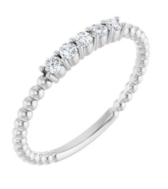 71927 Ring Set 14K White Natural Diamond Round 2 Mm Polished 16 Ctw Natural Diamond Stackable Ring