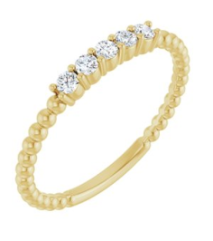 71927 Ring Set 14K Yellow Natural Diamond Round 2 Mm Polished 16 Ctw Natural Diamond Stackable Ring
