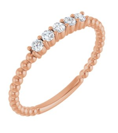 71927 Ring Set 14K Rose Natural Diamond Round 2 Mm Polished 16 Ctw Natural Diamond Stackable Ring