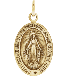 R5020 Pendant 14K Yellow 15 X 11 Mm Polished Oval Miraculous Medal