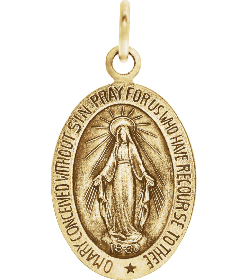 R5020 Pendant 14K Yellow 15 X 11 Mm Polished Oval Miraculous Medal