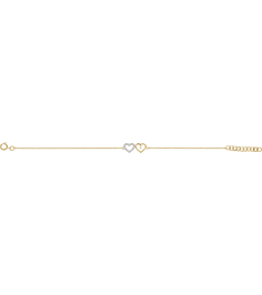 652690 Bracelet Set 10K Yellow Round Natural Diamond I2, H+ 6-7 In Polished .07 Ctw Natural Diamond Double Heart Bracelet