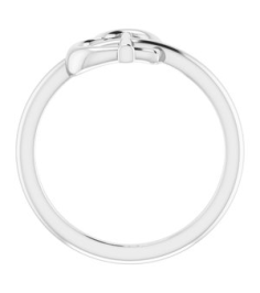 R43065 Ring Sterling Silver Polished Heart Cross Ring