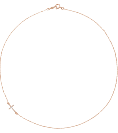 86668 Necklace Set 14K Rose Round Natural Diamond .9Mm 0.04 Ctw I1, G-H 16 In Polished .04 Ctw Natural Diamond Off-Center Sideways Cross Necklace