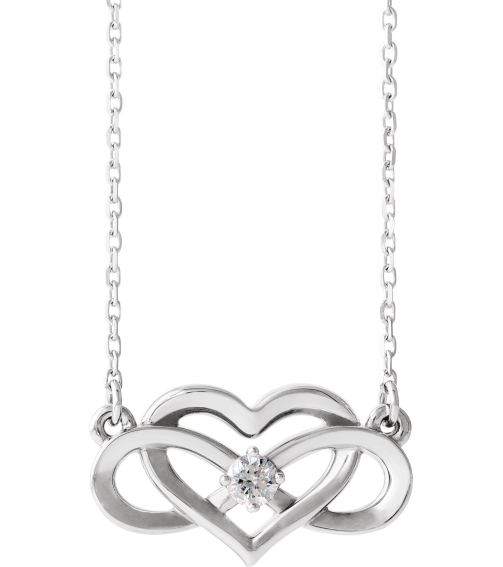 86677 Necklace Set 14K White Round Natural Diamond 3Mm 110 Ct I1, G-H 16-18 In Polished 110 Ctw Natural Diamond Infinity-Inspired Heart Necklace