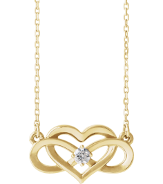 86677 Necklace Set 14K Yellow Round Natural Diamond 3Mm 110 Ct I1, G-H 16-18 In Polished 110 Ctw Natural Diamond Infinity-Inspired Heart Necklace