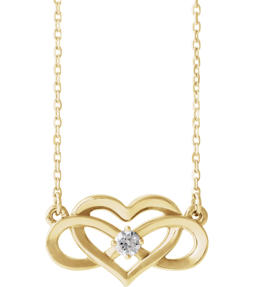 86677 Necklace Set 14K Yellow Round Natural Diamond 3Mm 110 Ct I1, G-H 16-18 In Polished 110 Ctw Natural Diamond Infinity-Inspired Heart Necklace