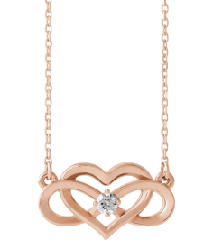 86677 Necklace Set 14K Rose Round Natural Diamond 3Mm 110 Ct I1, G-H 16-18 In Polished 110 Ctw Natural Diamond Infinity-Inspired Heart Necklace