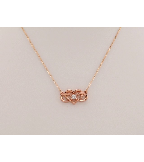 86677 Necklace Set 14K Rose Round Natural Diamond 3Mm 110 Ct I1, G-H 16-18 In Polished 110 Ctw Natural Diamond Infinity-Inspired Heart Necklace