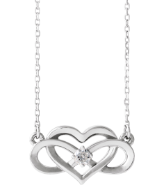 86677 Necklace Set Sterling Silver Round Natural Diamond 3Mm 110 Ct I1, G-H 16-18 In Polished 110 Ctw Natural Diamond Infinity-Inspired Heart Necklace