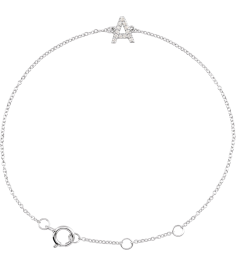 652689 Bracelet Set 14K White Initial A Natural Diamond Round 1.3 Mm I1, H+ 110 Ctw 6-7 In Polished 110 Ctw Natural Diamond Initial Bracelet