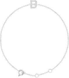 652689 Bracelet Set 14K White Initial B Natural Diamond Round .9 Mm I1, H+ 0.07 Ctw 6-7 In Polished .07 Ctw Natural Diamond Initial Bracelet