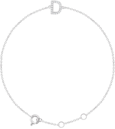 652689 Bracelet Set 14K White Initial D Natural Diamond Round .9 Mm I1, H+ 0.06 Ctw 6-7 In Polished .06 Ctw Natural Diamond Initial Bracelet